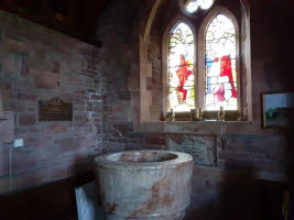 The baptismal font in Holy Trinity Church, Bicton